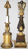 092404 FRENCHENGLISH STYLE BRONZE LAMPS TWO H 22