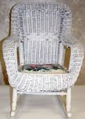 082378 WHITE WICKER CHILDS ROCKER WUPHOLSTERED SEAT