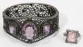 081450 SILVER FILIGREE BRACELET  RING EARLY 20TH C