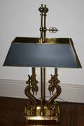 072421 BRASS TWO LIGHT SWAN NECK LAMP H 30 OVERALL