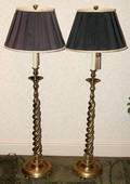 072412 BRASS FLOOR LAMPS WITH SPIRAL COLUMNS H 56