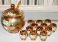 072394 CZECH FIRED GOLD  ENAMELED GLASS PUNCH BOWL