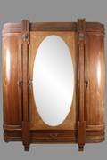 Italian Triple Door Walnut Bronze Armoire