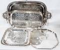 112447 AMERICAN  ENGLISH SILVER PLATE TRAYS FIVE