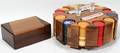 111554 POKER CHIPS ENCASED  MAHOGANY CARD BOX 6