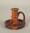 Rare Pennsylvania redware chamberstick 19th c
