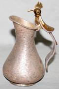 090439 MEXICAN METAL  ABALONE PITCHER WBIRD HANDLE
