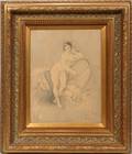 082449 FRAMED PRINT 15 X 11 SKETCH OF NUDE