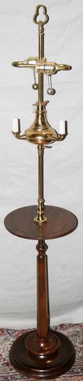 082427 BRASS WOOD FLOOR LAMP 5 LITE H 54 DIA 10