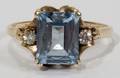 081466 VINTAGE 10KT GOLD  BLUE STONE RING