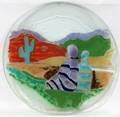 080494 GLASS CHARGER WSOUTHWESTERN MOTIF SIGNED