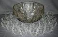 080491 GLASS PUNCH BOWL SET C1940 H 8 DIA 14