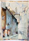 062501 BILL BOSTICK WATERCOLOR 1936 21 X 15 STREET
