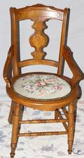 111593 WALNUT SIDE CHAIR NEEDLEPOINT SEAT