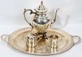 110522 WM ROGERS SILVER PLATE TEA SET OVAL TRAY 4 PCS