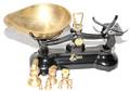 102506 IRON AND BRASS TABLE TOP SCALE PLUS 7 WEIGHTS