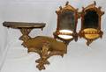 090510 ITALIAN STYLE GILT WOOD WALL MIRRORS  SHELVES