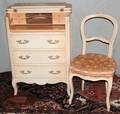 090505 FRENCH STYLE WOOD LADYS WRITING DESK  CHAIR