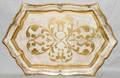 082476 ITALIAN WHITE AND GOLD WOOD PLATTER