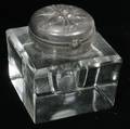 081513 FRENCH CRYSTAL INKWELL PEWTER LID H 2 12