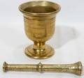081502 BRASS MORTAR  PESTLE ANTIQUE 5 12 X 4 12