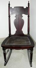 071486 MAHOGANY SEWING ROCKER WITH CANE SEAT