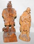 071479 OBERAMMERGAU CARVED WOOD FIGURES TWO H 9