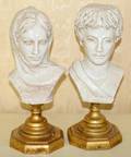 071490 ITALIAN POTTERY BUSTS PAIR H 16 W 6