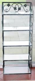 061585 WOODARD IRON TAGRE GLASS SHELVES H 54 W 20