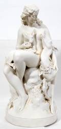 111012 PARIAN BISQUE SCULPTURE 19 X 10 WOOD NYMPH