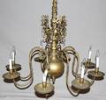 111023 DUTCH ANTIQUE BRASS 8LIGHT CHANDELIER H 37