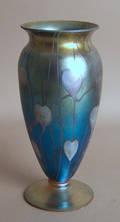 Durand iridescent blue vase with white vines