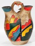 PUEBLO POTTERY WEDDING VASE C 1940 H 6 W 4