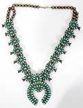 ZUNI SILVER  TURQUOISE SQUASH BLOSSOM NECKLACE
