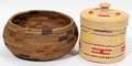 AMERICAN INDIAN COILED BASKET  COVERED BASKET