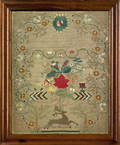 English silk on linen sampler late 18th c