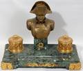 MARBLE  BRONZE NAPOLEONIC INKSTAND SIGNED