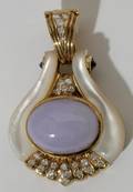 091034 14KT YGOLD  LAVENDER JADE PENDANT WDIAMONDS