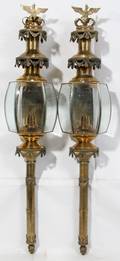 090038 BRASS COACH LANTERNS PAIR H 43