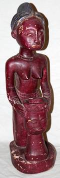 090054 AFRICAN YORUBA POLYCHROMEWOOD FEMALE FIGURE