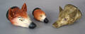 Three fox head stirrup cups 19th c