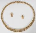 080018 14KT GOLD  DIAMOND NECKLACE  PAIR OF EARRINGS