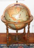 080003 GLOBE FORM PORTABLE BAR ON A WALNUT FRAME