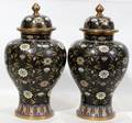 071054 CHINESE CLOISONN VASES PAIR H 11 ANTIQUE