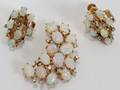 062057 OPAL  DIAMOND BROOCH  PAIR OF EARRINGS PAIR