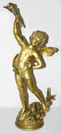 061017 AUGUSTE MOREAU GILT BRONZE SCULPTURE H 29