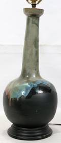 061002 PEWABIC POTTERY VASE NOW A LAMP H 1729