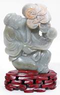 121086 CHINESE GREEN JADE FIGURE GOD OF WEALTH