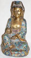 121084 CHINESE BRONZE  CLOISONN FIGURE OF BUDDHA