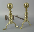 Pair of Federal brass ball top andirons ca 1820